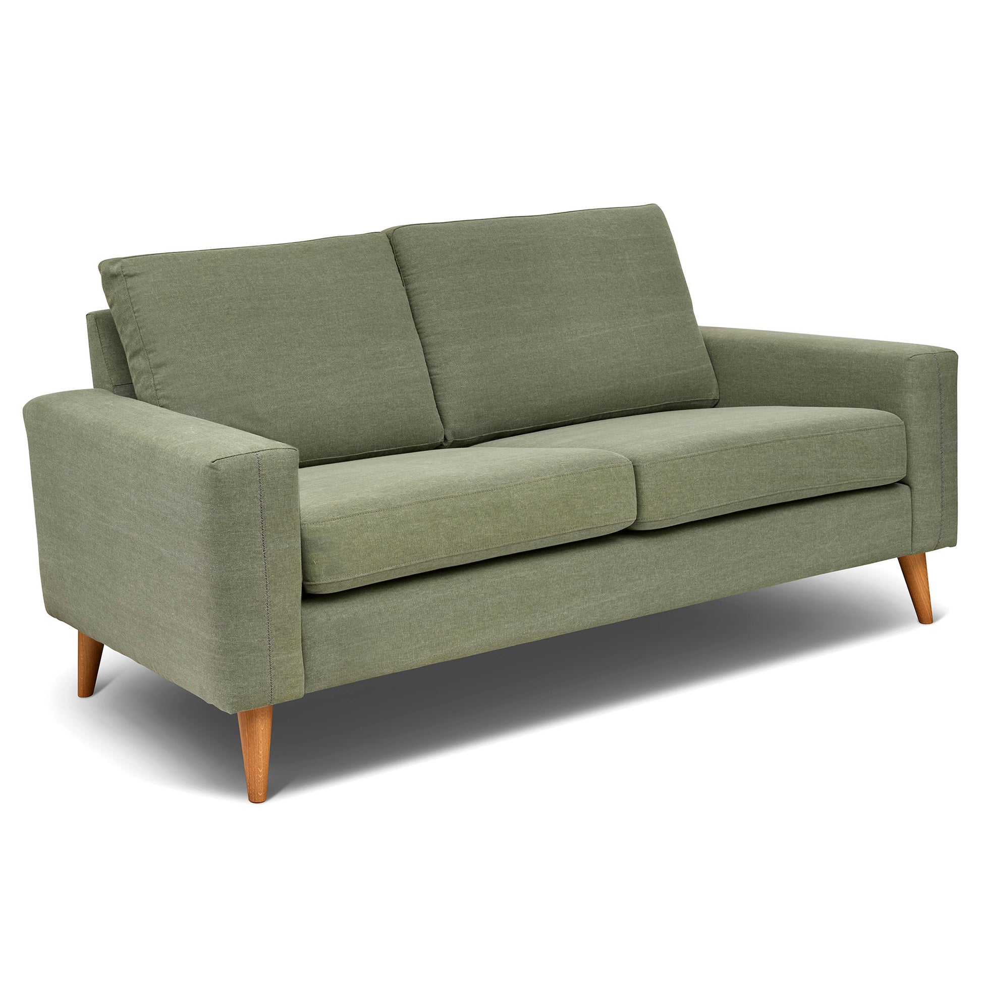 Grön 2,5-sits soffa 184 cm bred, som är sittvänlig för äldre
