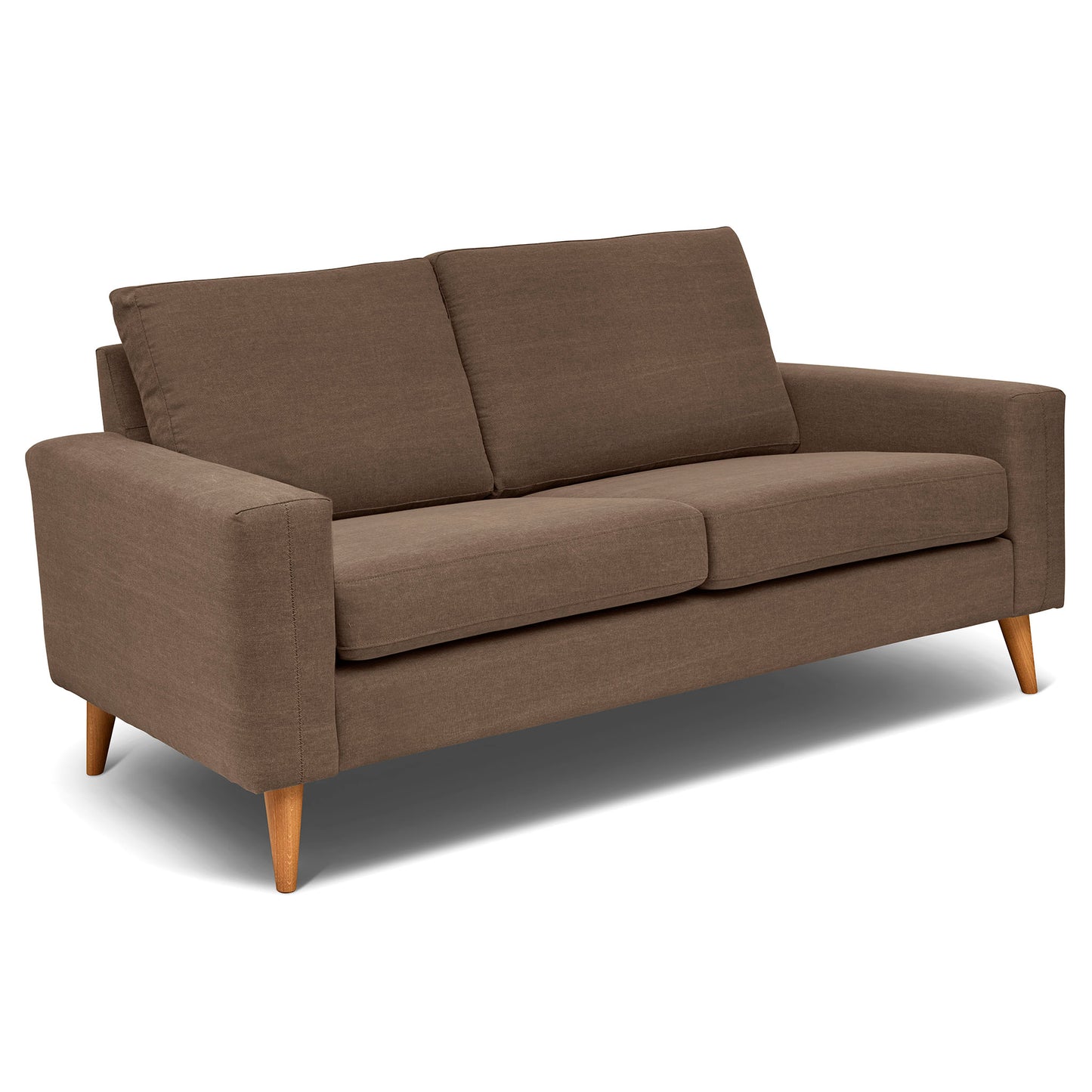 Brun 2,5-sits soffa 184 cm bred, som är sittvänlig för äldre