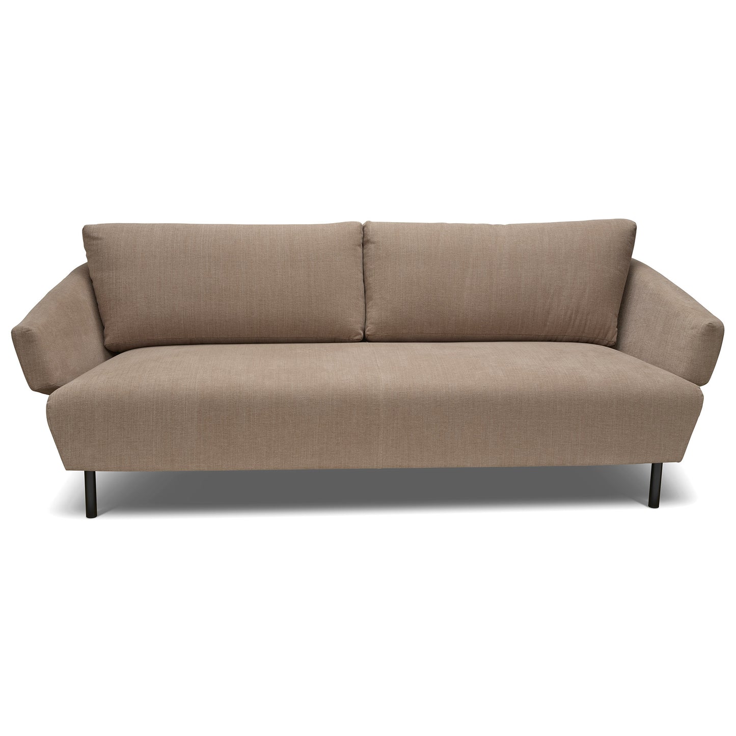 Modern 3 sits soffa med ett stilrent uttryck klädd i ett brunt linnetyg