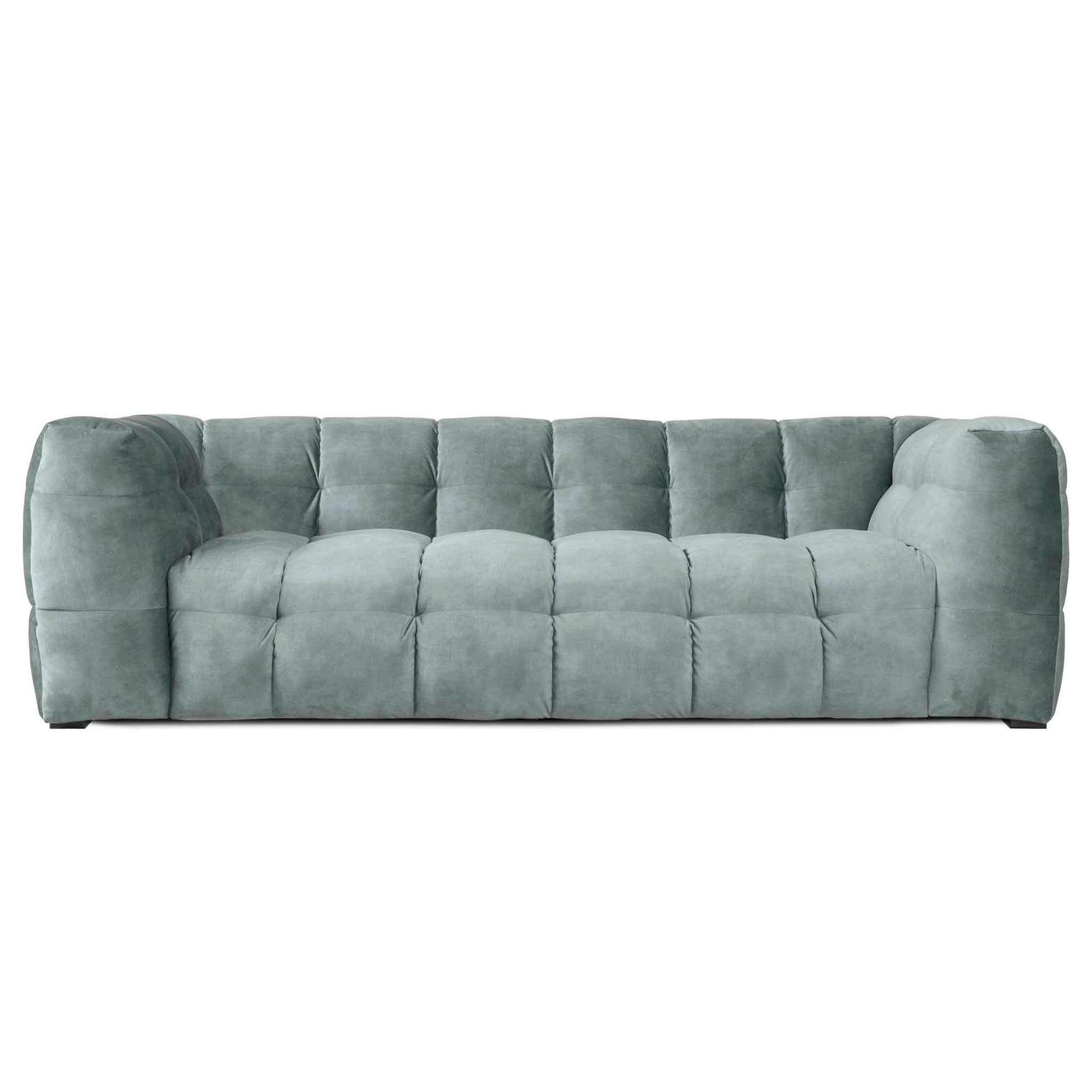 Snygg 3-sits design sammets soffa i blå sammet. Bubbligt formspråk.